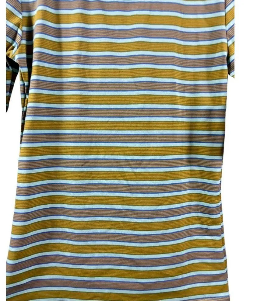 LuLaRoe Women's Stripped Yellow & Blue Top - Image 3