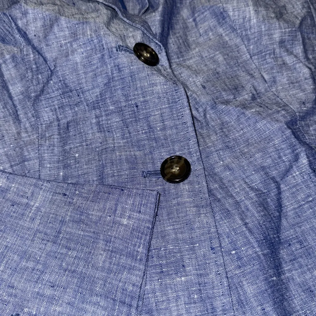 NWT Talbots chambray 100% linen Light Blue Blazer double breasted size 12 - Image 4