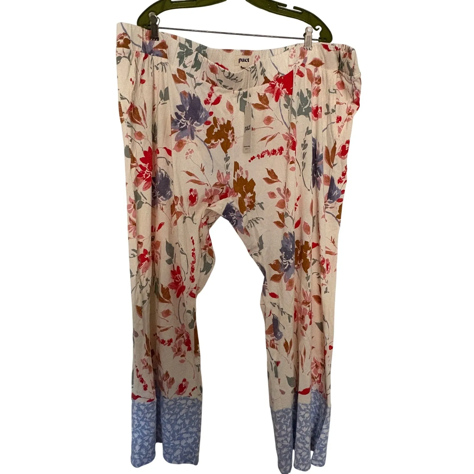Pact Organic Staycation Sleep Pants XXXL Cotton Blue White Floral NWT - Image 2