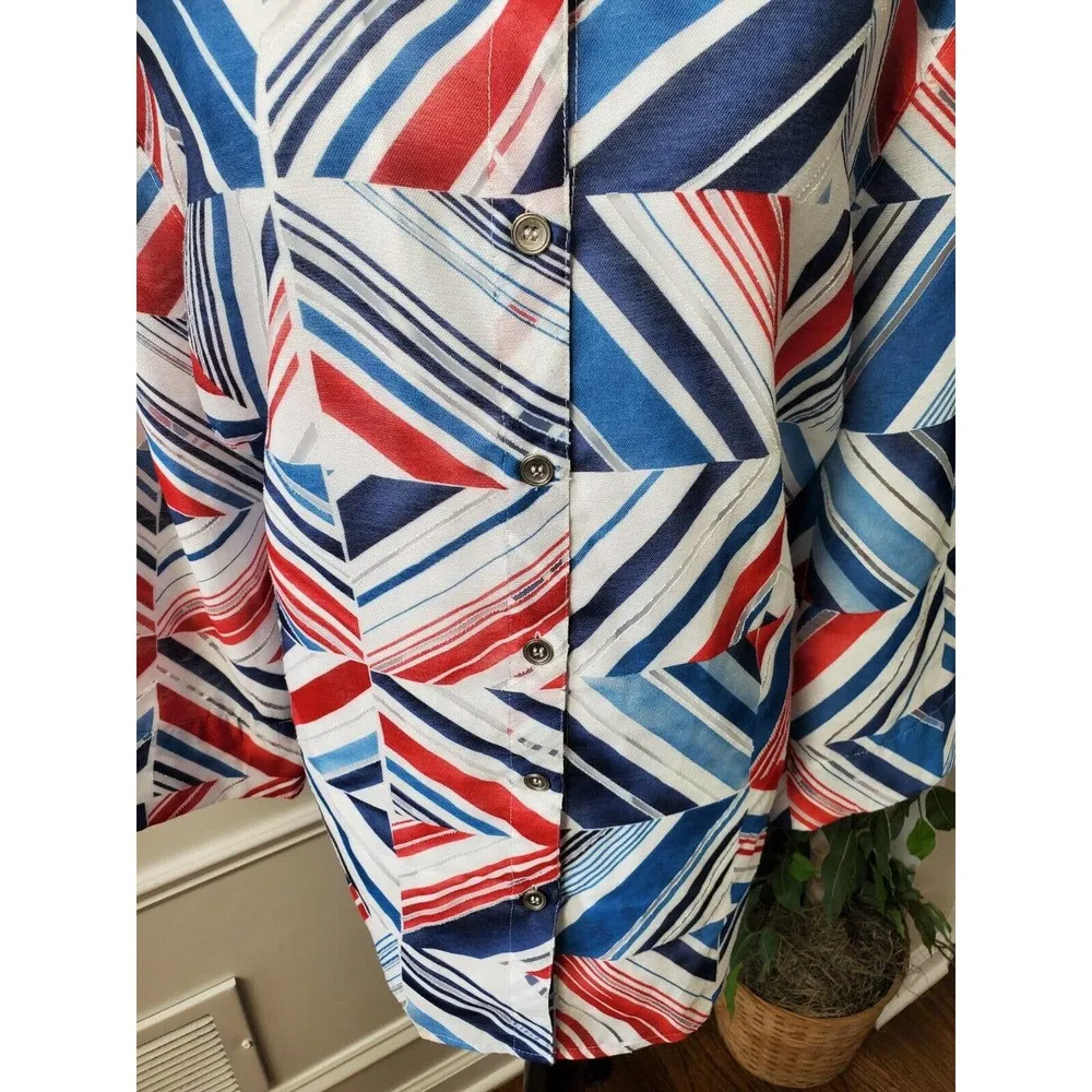 Alfred Dunner Women Multicolor Rayon Collared Long Sleeve Buttons Down Shirt 24W - Image 4