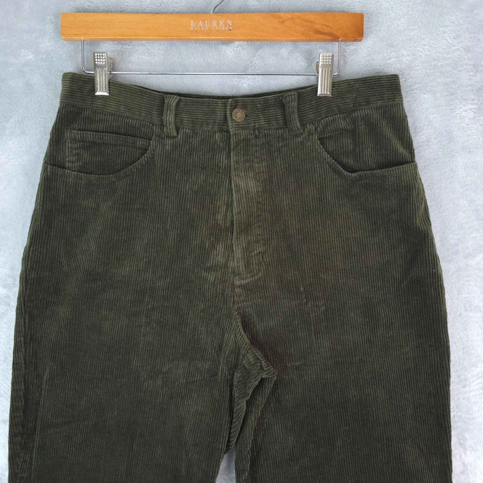 Jones Wear Sport Corduroy Pants Womens 12 Green Stretch Straight Leg 90s Y2K - Image 3