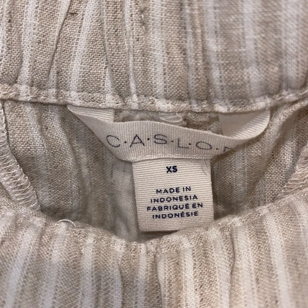 Caslon Linen Blend Elastic Waist Pull On Shorts Tan Striped NWT Size XS‎ - Image 3