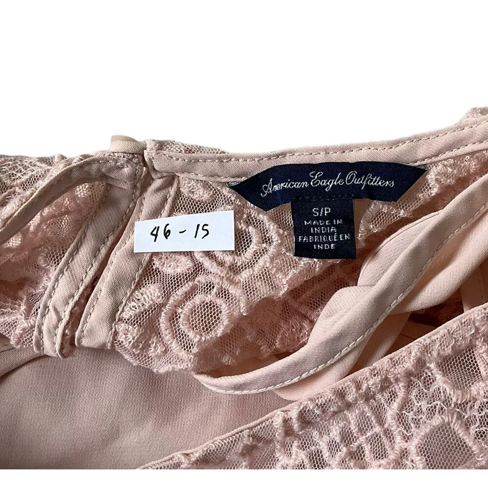 American Eagle Outfitters Peach Embroidered Top Women's Size Small | 46-15 - Image 3