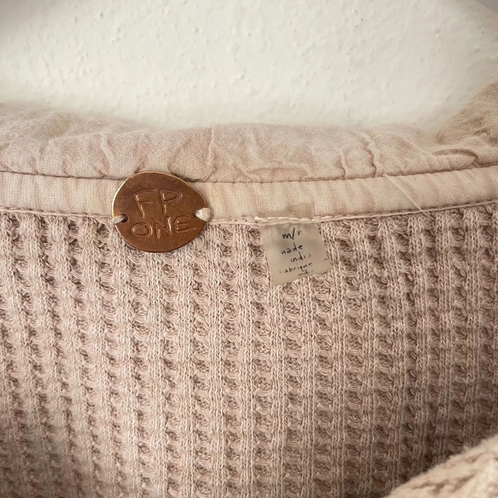 Free People Scout Waffle Knit Shacket Shirt Jacket Size Medium Sand - Image 3