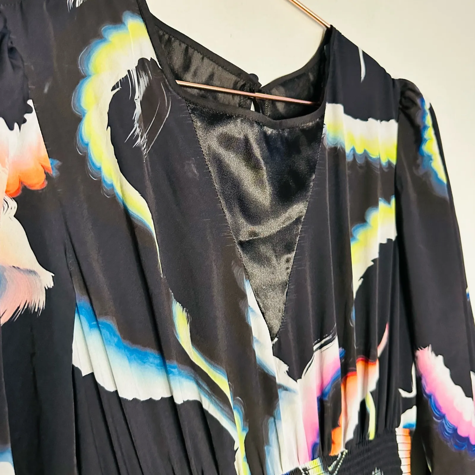 A.L.C. Midnight Multicolor Leah Papilio Pleated V-Neckline Repaired Dress Size 6 - Image 16