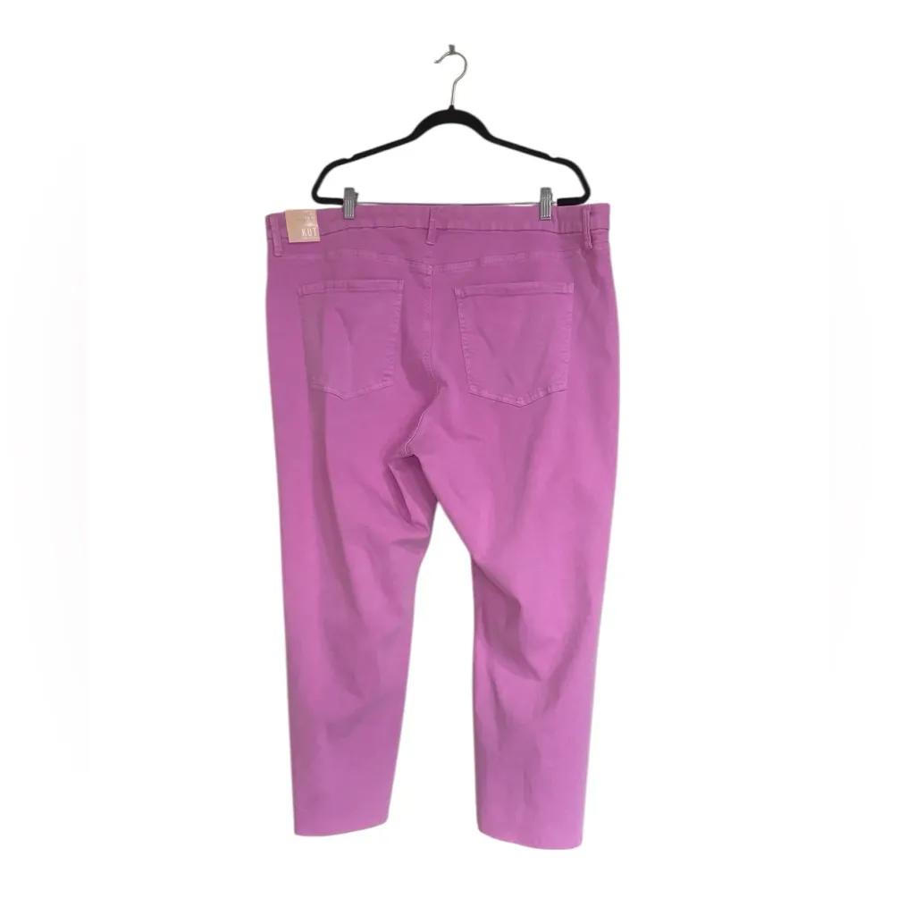 NWT KUT from the Kloth Meg Fab Ab Raw Hem High Waist Wide Leg Jeans Peony Pink - Image 11