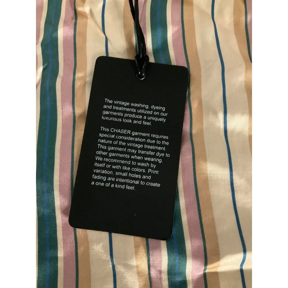 Striped Chaser Short-Sleeve Blouse With Scoop Neckline & Soft Pastel  silky - Image 3