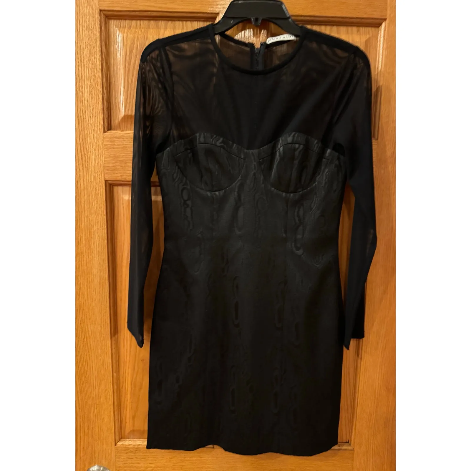 Alice and Olivia Takako Mesh Long Sleeve Minidress in Black Size 8 - Image 6