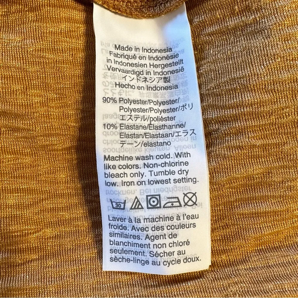 Madewell Texture & Thread Mustard Velvet Crinkle Short Sleeve Top size XS - Image 9