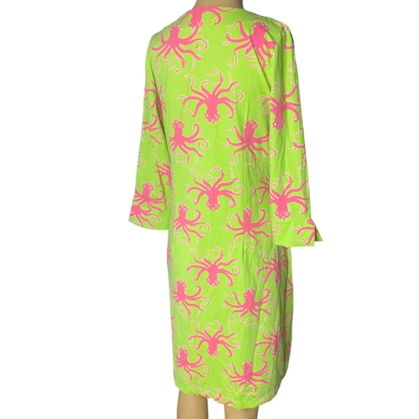 KATHERINE WAY
3/ Sleeve Dress Size Green and Pink Octopus Print Dress S - Image 4