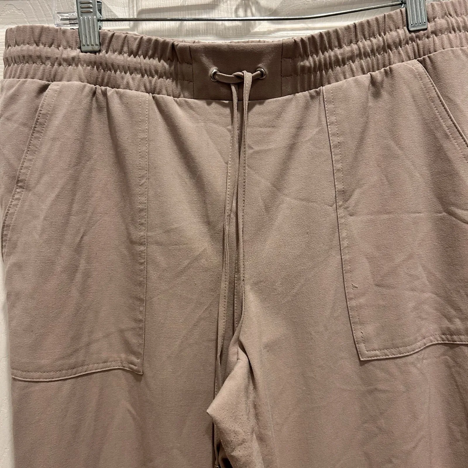 Nine West Tan Elastic Cuff Relaxed Jogger Pant Tie‎ Waist Pockets Women’s Large - Image 3