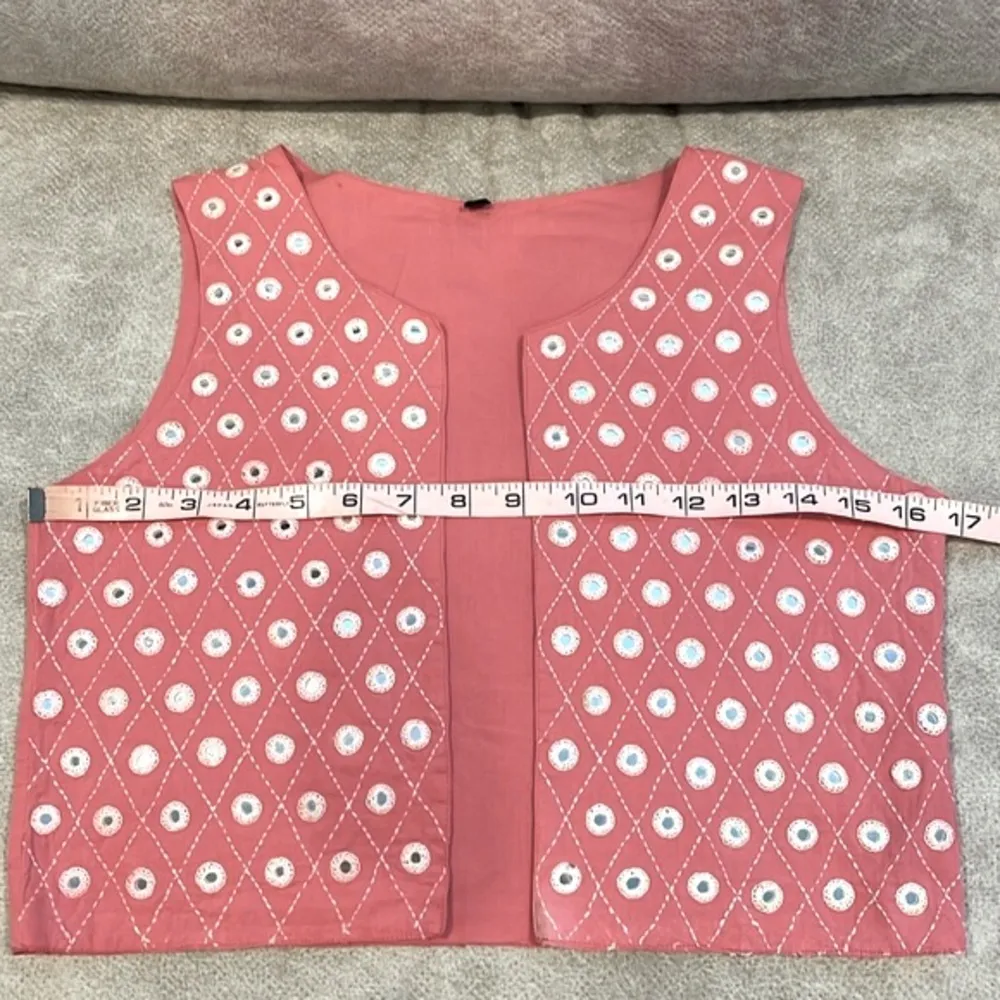 Real mirror work pink cotton vest handmade Size XS - Image 2