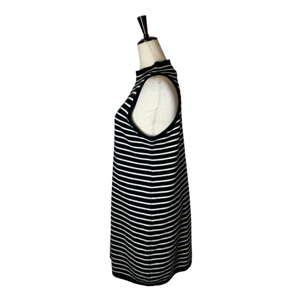 Cupcakes And Cashmere‎ Dress Women Medium Black White Striped Knit Piper Mini - Image 8