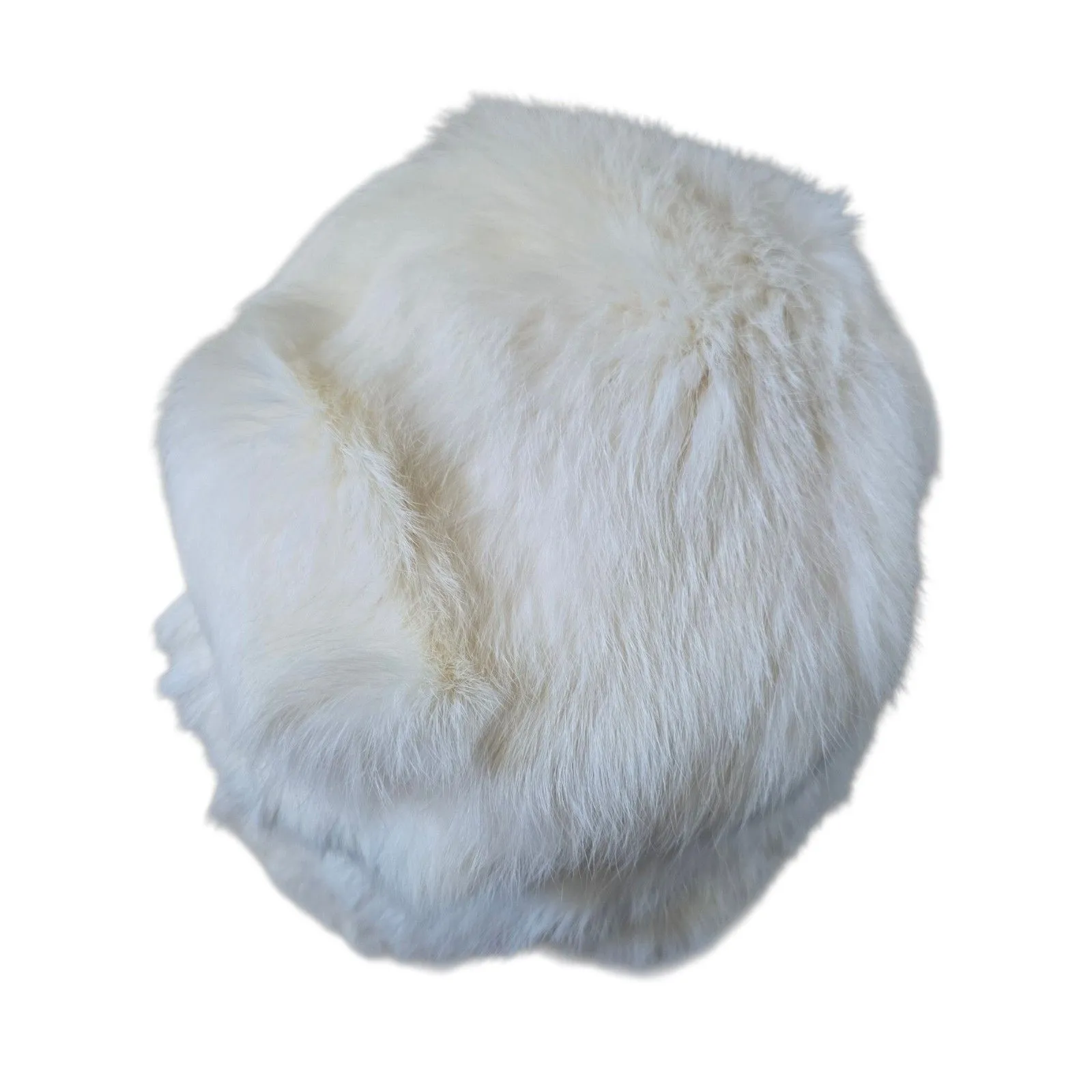 Vintage Brentshire White Rabbit Fur Hat Bucket Black Ribbon Women Size XS Luxury - Image 5