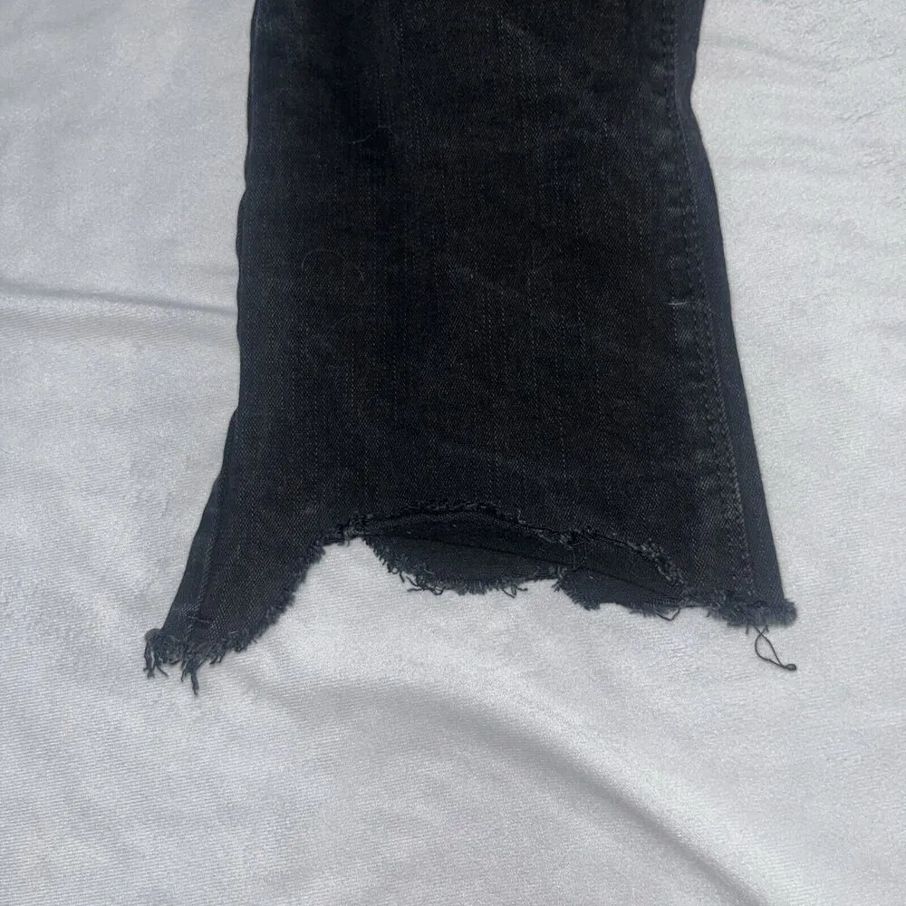 Oak + Fort Women's Black High Rise Skinny Jeans Raw Scalloped Hem Medium Ankle - Image 5