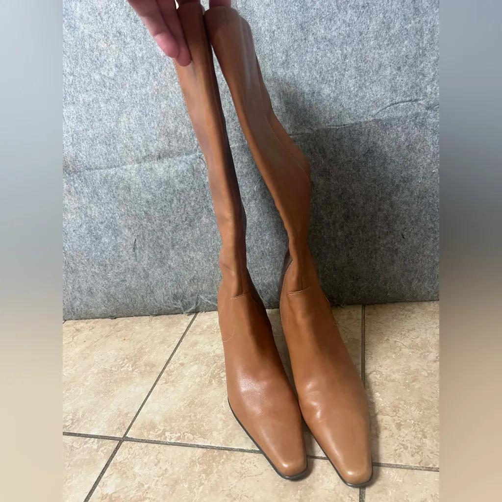 Anne Klein Iflex Woman 8.5  CosettesT leather tan Y2K Heeled Boots - Image 3