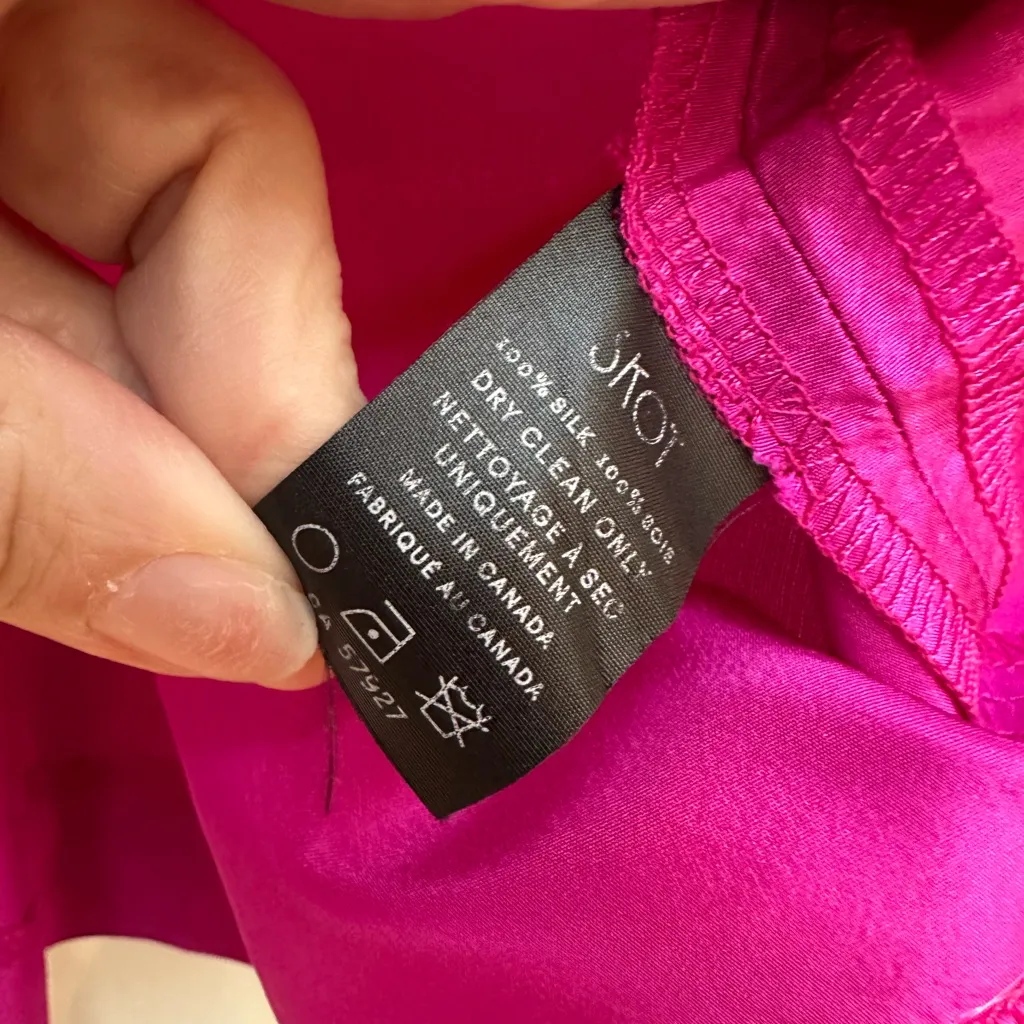 Party Skirts by Skot Fuchsia 100% Silk Skater Mini Skirt Punk Chic Party Size XS Pink - Image 8