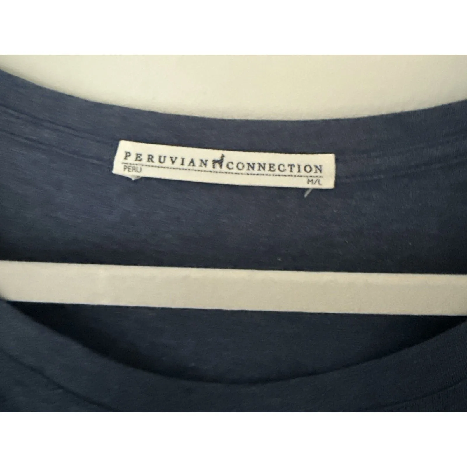 Peruvian Connection Blue Pima Cotton Boatneck Swing Top Long Sleeve Soft Sz M/L - Image 3