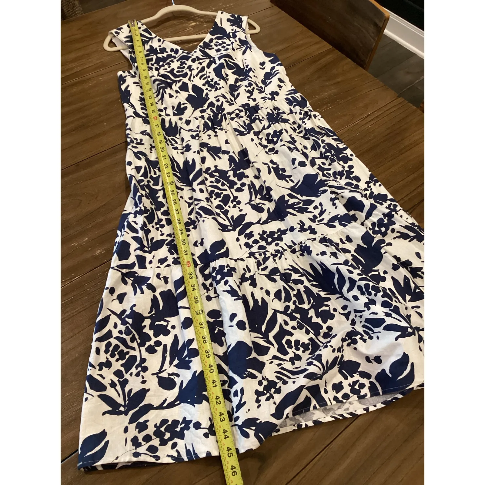 NWT Magaschoni Womens Bold Shadow Fauna Floral Linen Midi Dress Blue White - Image 7