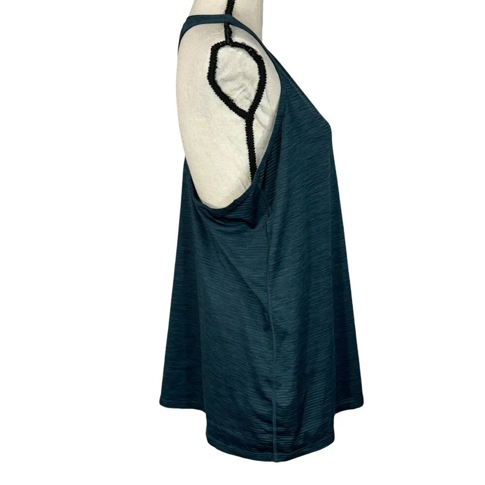 Athleta X-Large Tank Top Racerback Striped Round Neck Stretch Green Activewear - Image 3