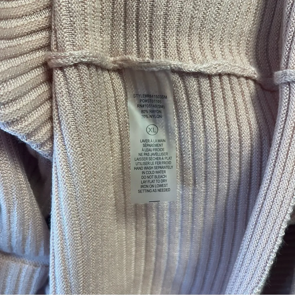 RED Brand Sweater Light Pink Crew Neck Ribbed Long Sleeve Knit XL EUC Rayon Blnd - Image 3