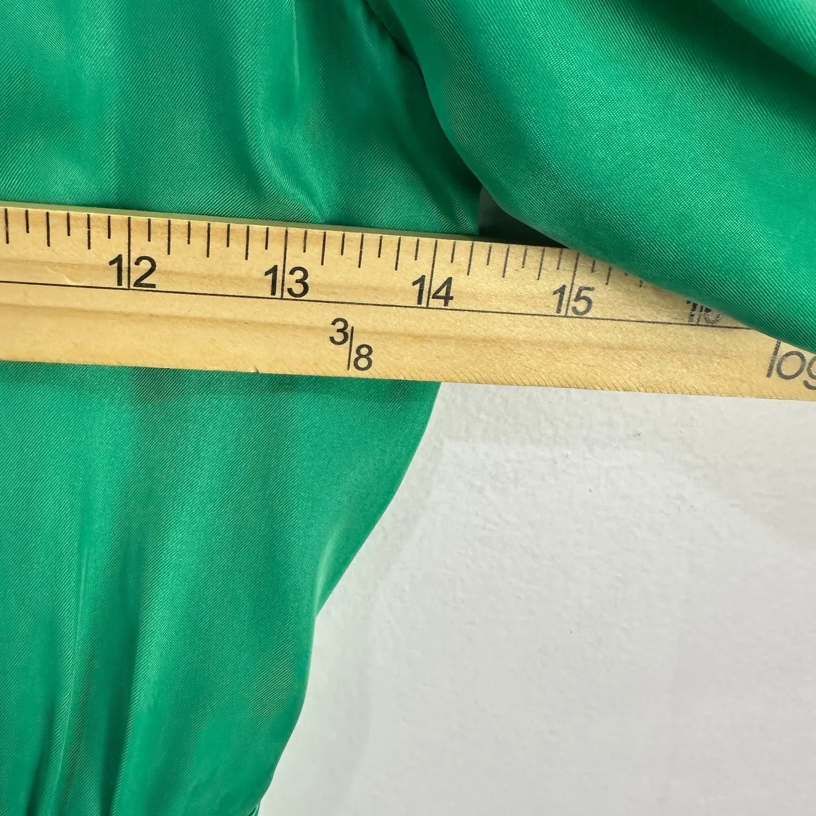 Ted Baker Green Babydoll Mini Dress Womens 1 Small Vegan Silk Smocked Feminine - Image 12