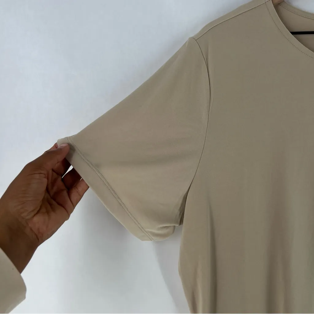 Susan Graver Essentials Stretch Jersey Knit Casual Tan Short Sleeve Top Size XL - Image 3