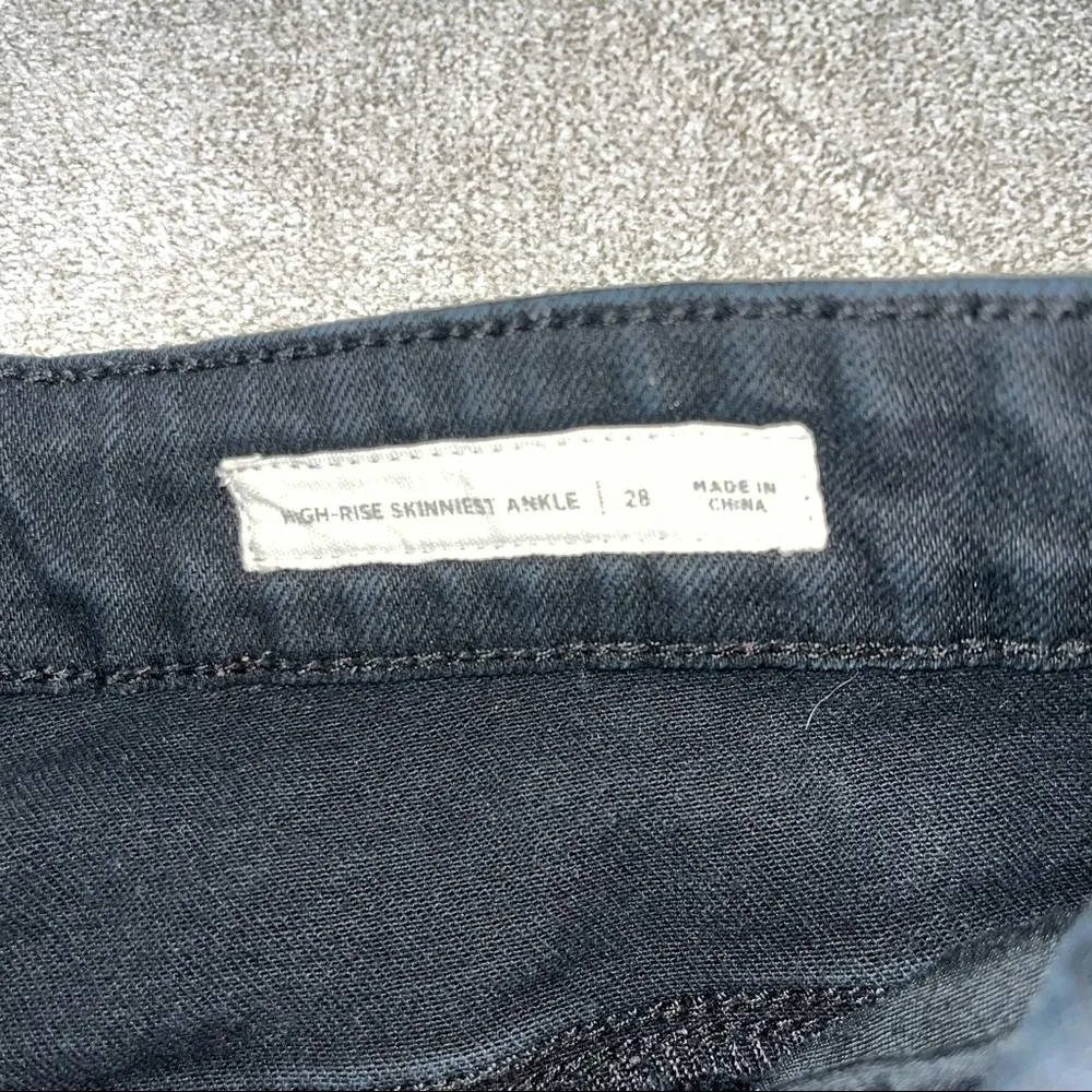 Pac Sun High Rise Skinniest Ankle Black Manufacture Distressed Jeans, size 28 - Image 5