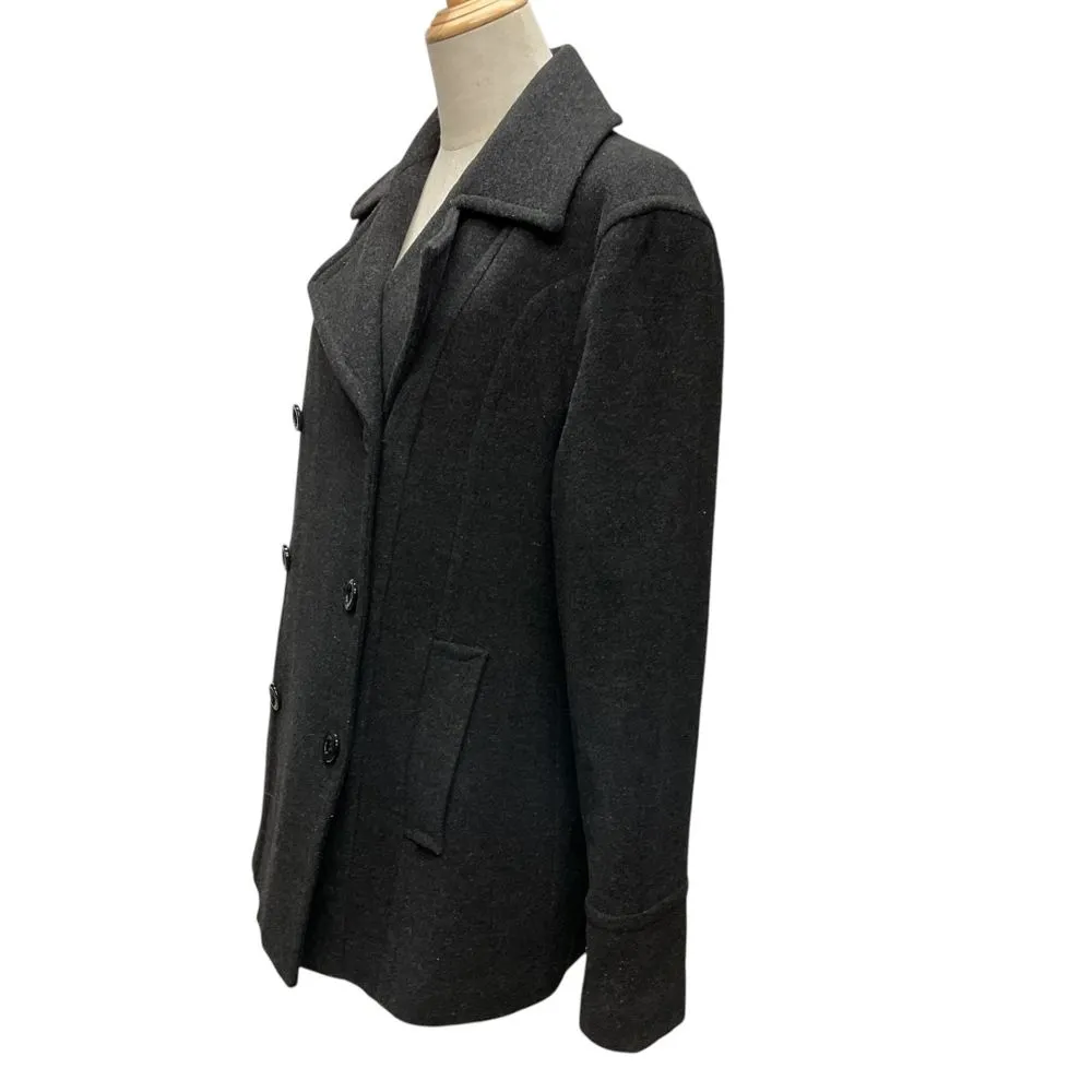 St. John's Bay Women's Wool Cashmere Double‎ Breasted Pea Coat Black Size Large - Image 2