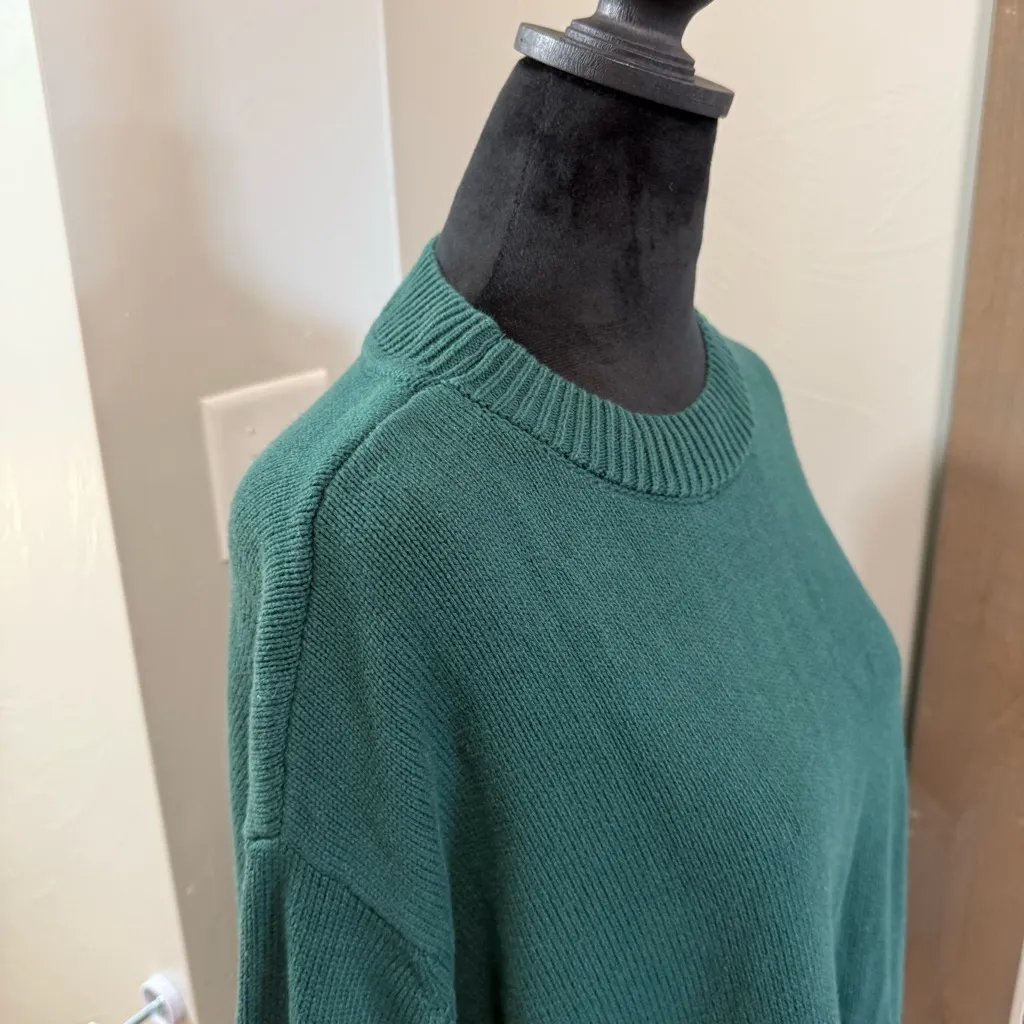 Gap‎ Oversized Cotton Crewneck Sweater Hunter Green Knit Ribbed Detail XL - Image 7