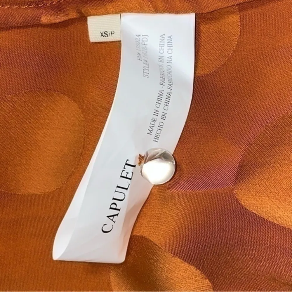 Capulet Women’s Size XS Rust Burnt Orange Evelyn Deep V Polka Dot Dress - Image 12