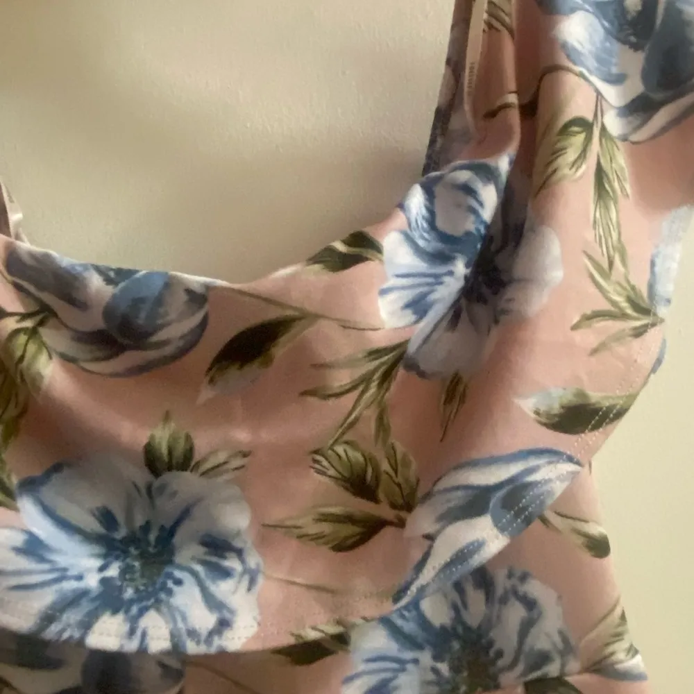 Forever 21 Womens Tank Mini Dress M Medium Floral Peach & Blue Flowers - Image 2