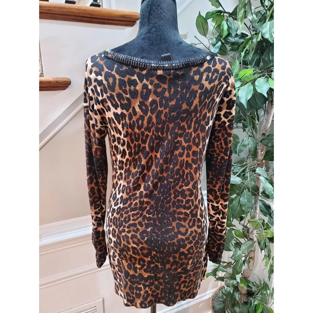 Inc Brown & Black Animal Print Round Neck Long Sleeves Casual Sweater Size Large - Image 8