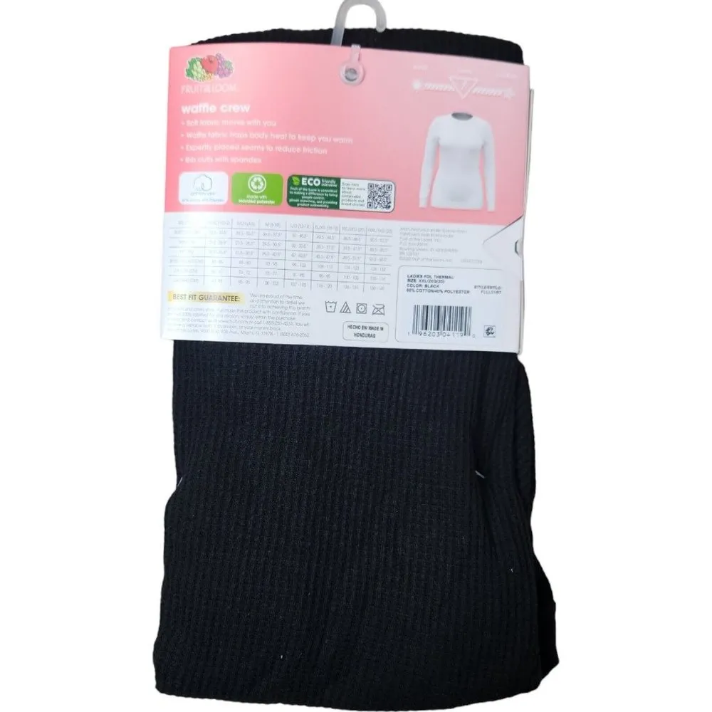 Fruit of the Loom EverSoft Women's Waffle Crew Shirt Size XXL (20) Black NWT - Image 7