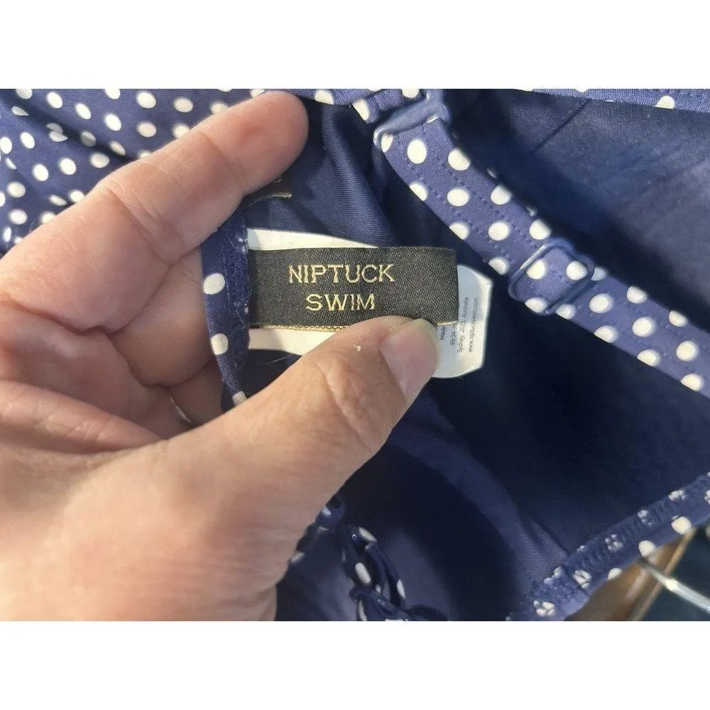 NipTuck Navy Blue And White Polka Dot Size 4 Bathing Suit Cruise Beach Retro - Image 5