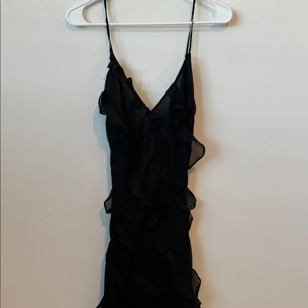 Rat and Boa Black Silk Ruffle Selena Dress Size: M - Image 7
