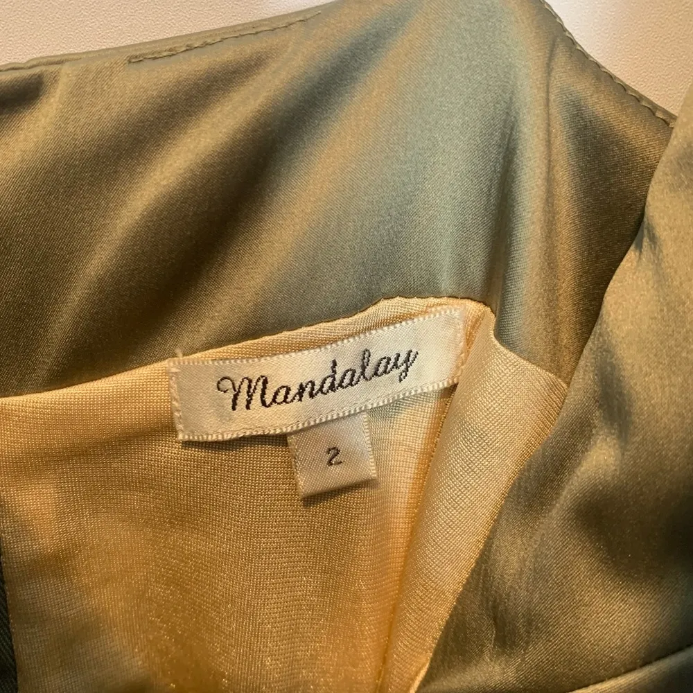 Mandalay Embellished Silver Bronze Cocktail Dress Gold Embroidery Size 2 - Image 3