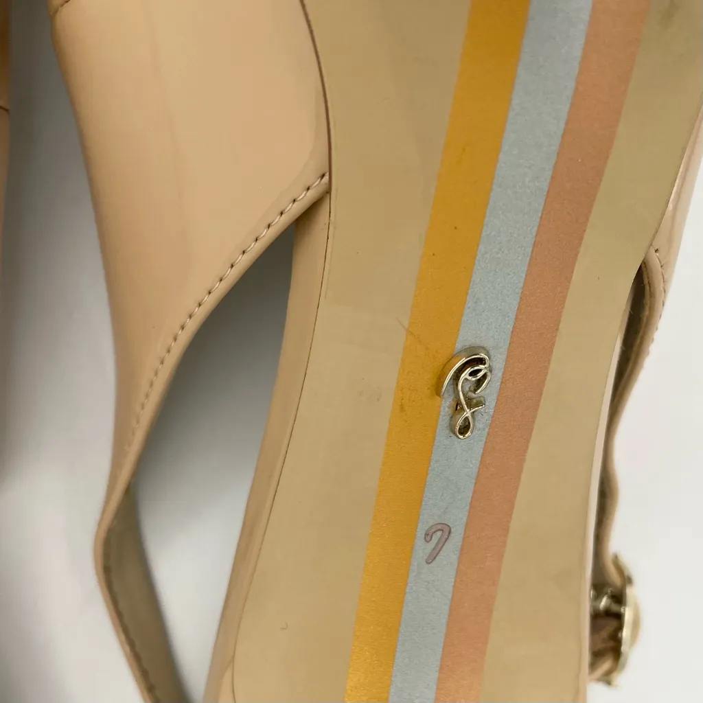 Sam Edelman  Hazel slingback patent leather beige heel pumps Size 7M - Image 8