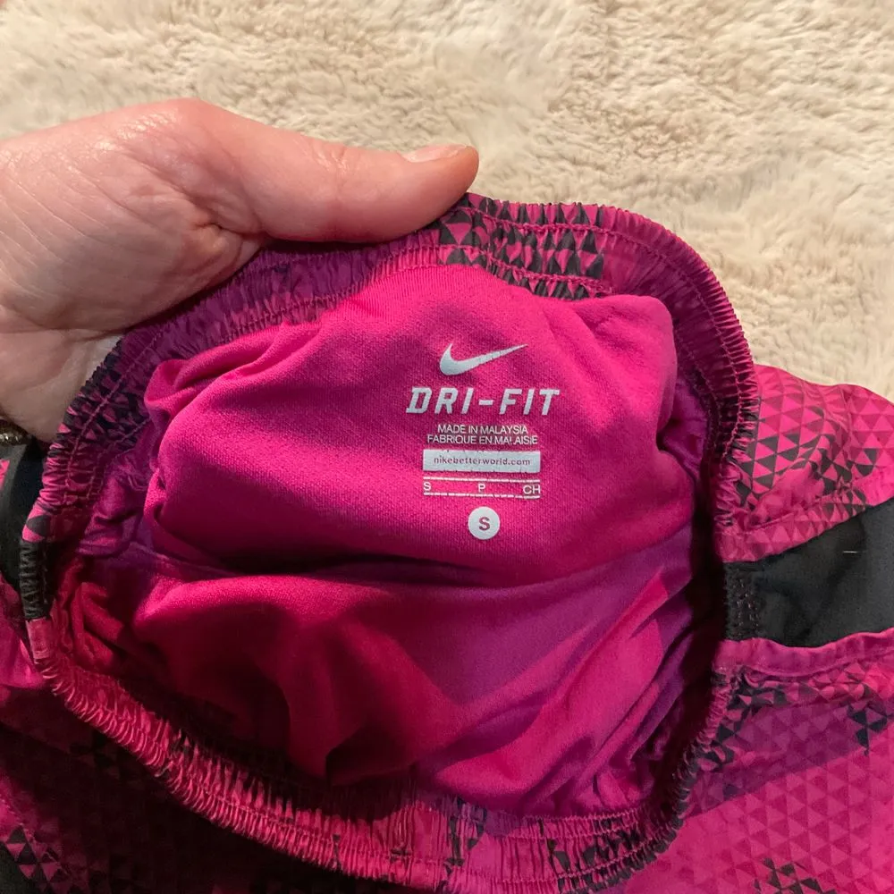 Nike‎ Dri-Fit Small Running Shorts Built In Underwear Lightweight Pink Pattern - Image 4