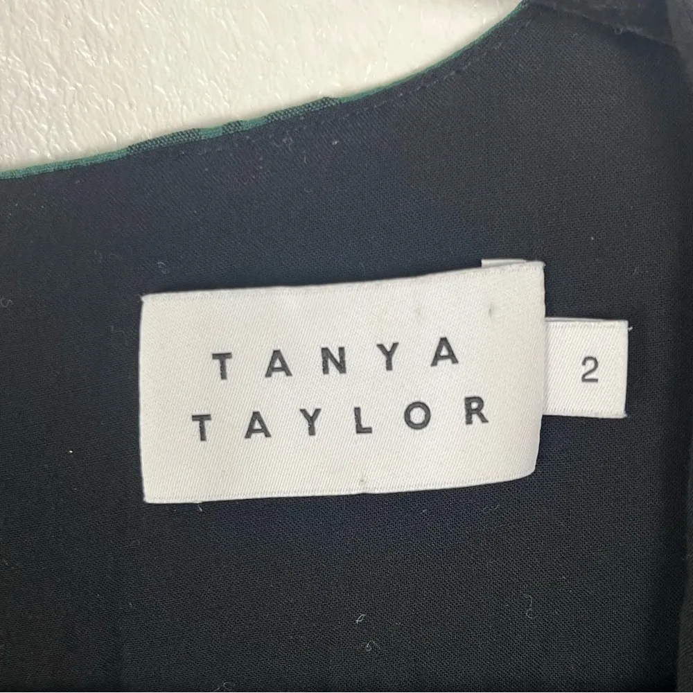 TANYA TAYLOR Emmaline Green Black Plaid Puff Sleeves Back Pleating Mini Dress 2 - Image 3