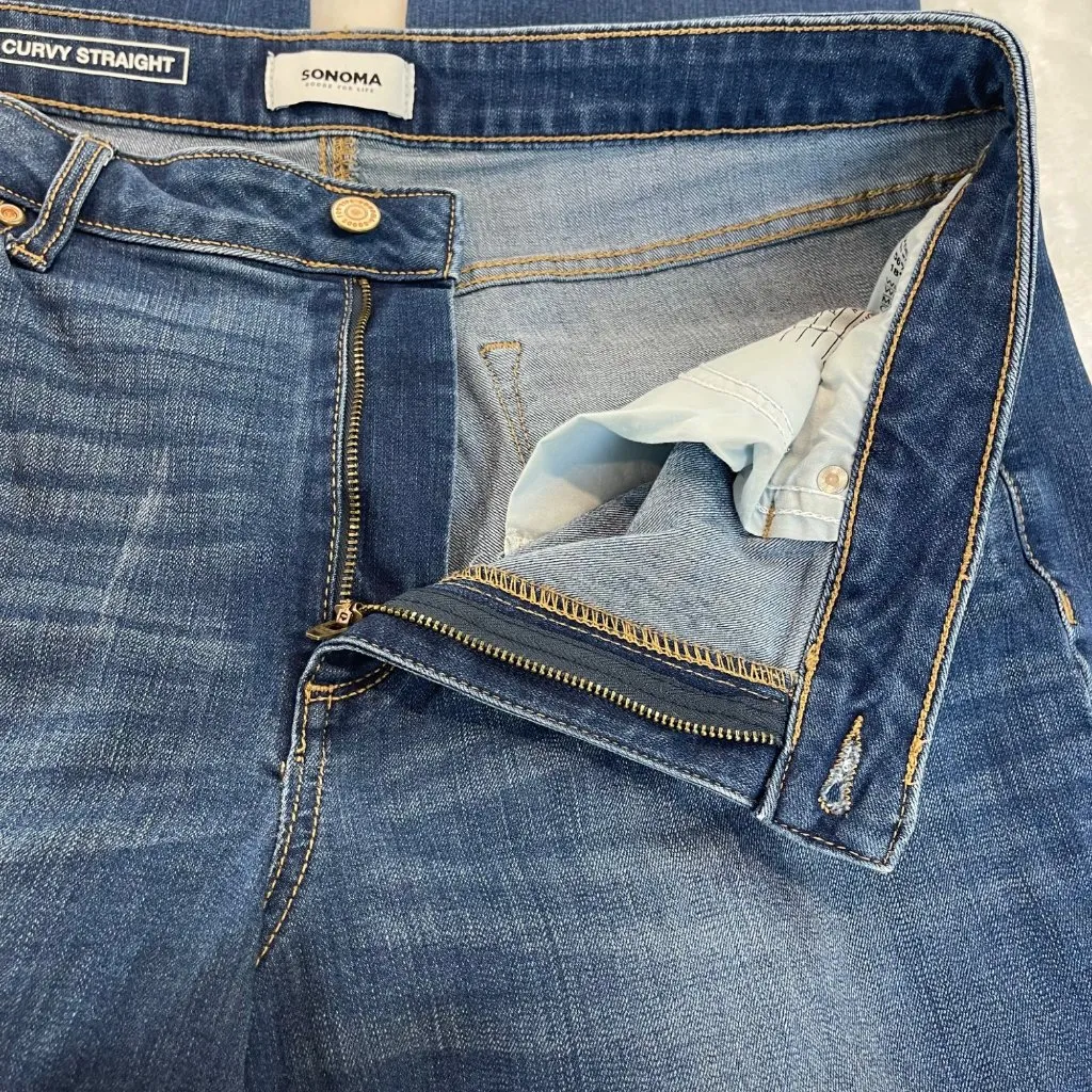 Sonoma Curvy Straight Fit Jeans Women's Plus‎ Size 16 Denim Cotton Medium Wash - Image 5
