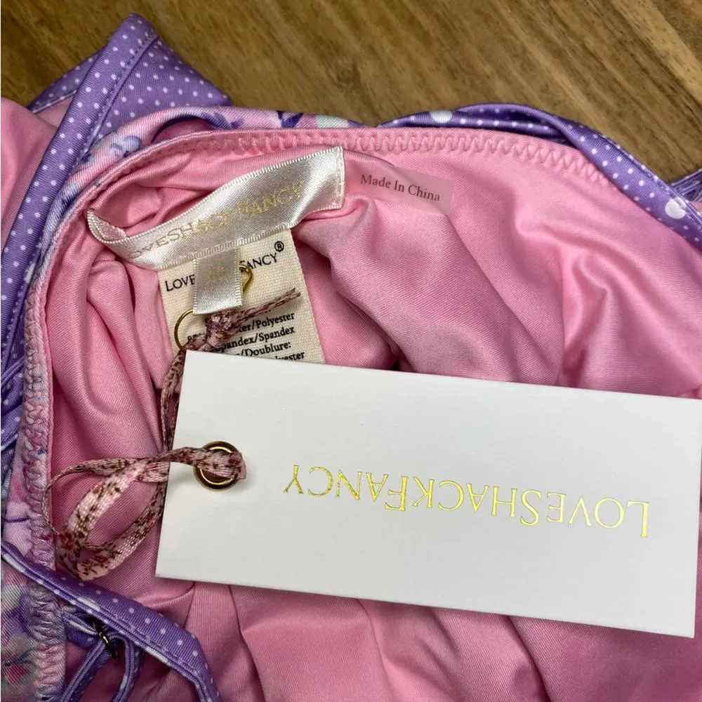 Loveshackfancy Purple Pansy Multi Mix Print Shailee One Piece Swimsuit Size XS - Image 13