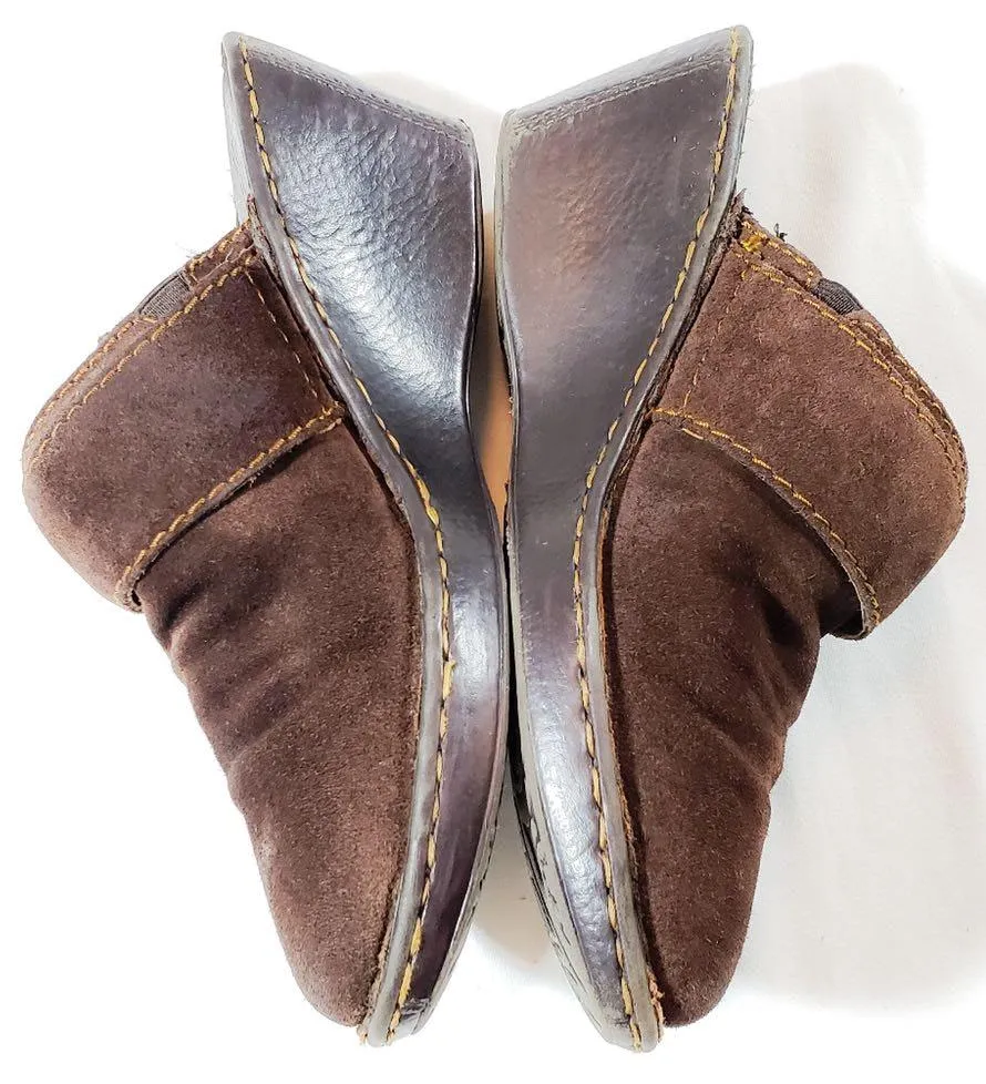 Born Women's Brown Suede Leather Wedge Clogs. Size 9 - Image 2