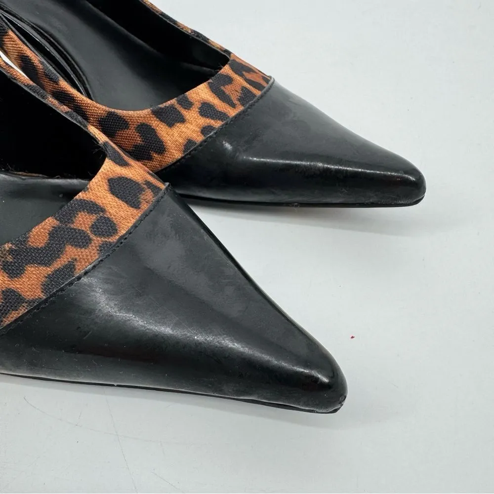 Nine West Leopard Heels Pointed Cap Toe Stiletto Patent Leather‎ Size 8.5 - Image 5
