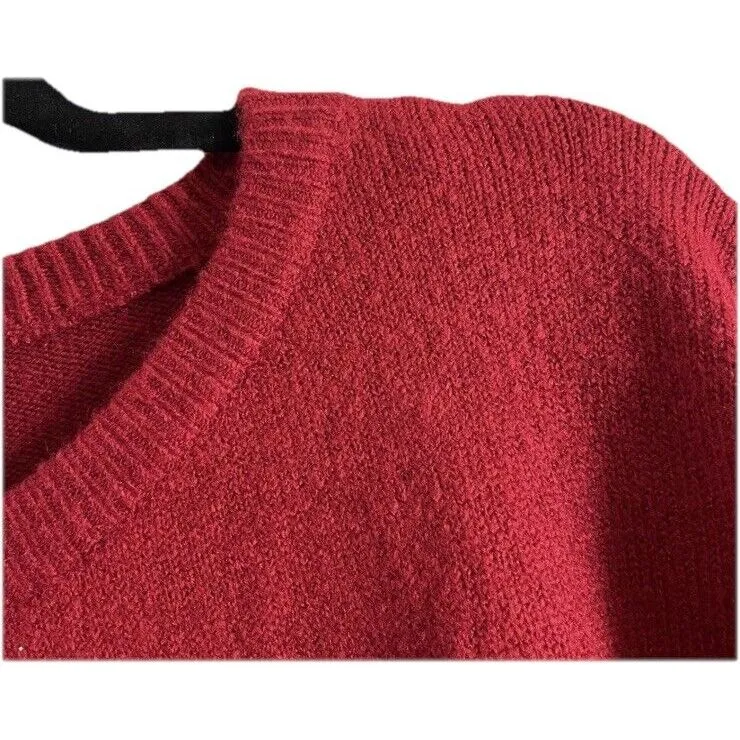 Umgee Women SZ S Red w/White & Blue Striped‎ Faux Layered Hem Pullover Sweater - Image 4