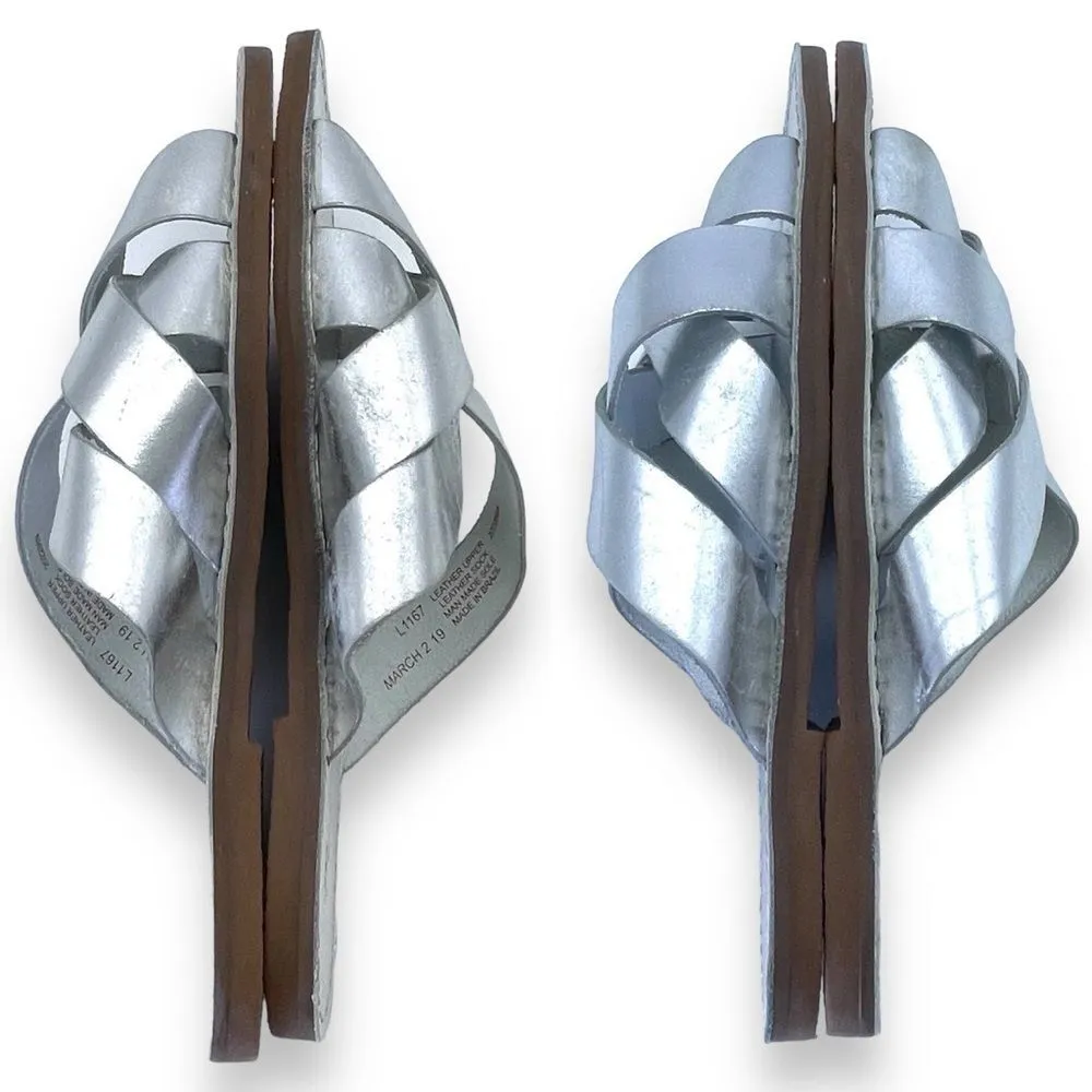 Madewell The Boardwalk Woven Slide Sandal Metallic Silver Leather Women’s Size 7 - Image 13