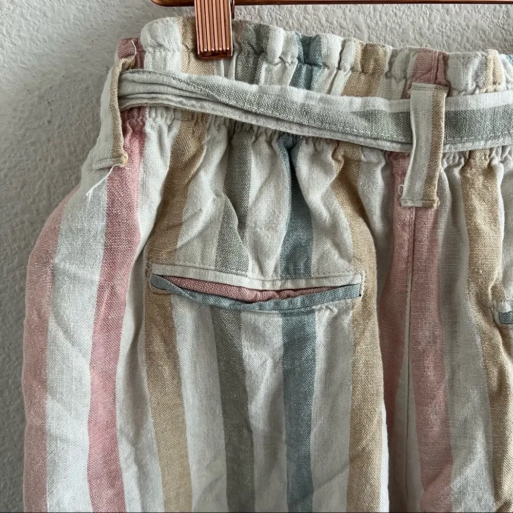 GAP Pastel Striped Linen Paperbag Waist Shorts 8 Tall - Image 7