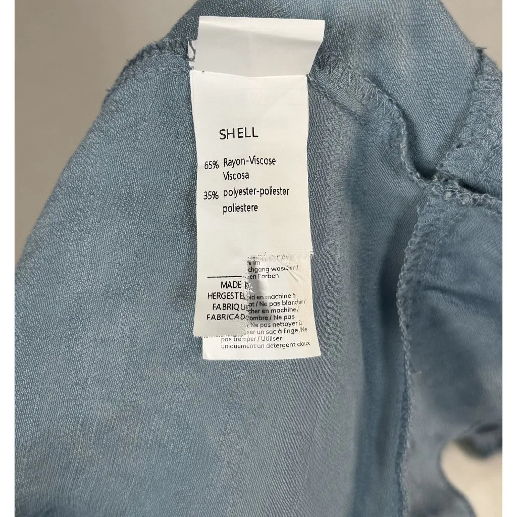 Cupshe Size L Womens Dress Light Blue Ruffle Hem Short Sleeve Blouse F  Rayon/Po - Image 9