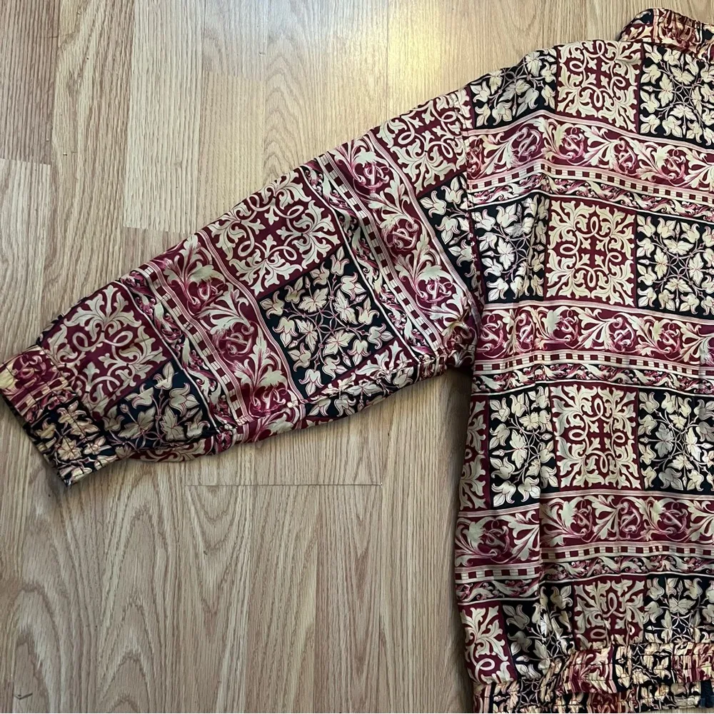 Vintage Bogari 100% Silk Windbreaker Bomber Jacket Women’s Size 2X Red Retro Zip - Image 10