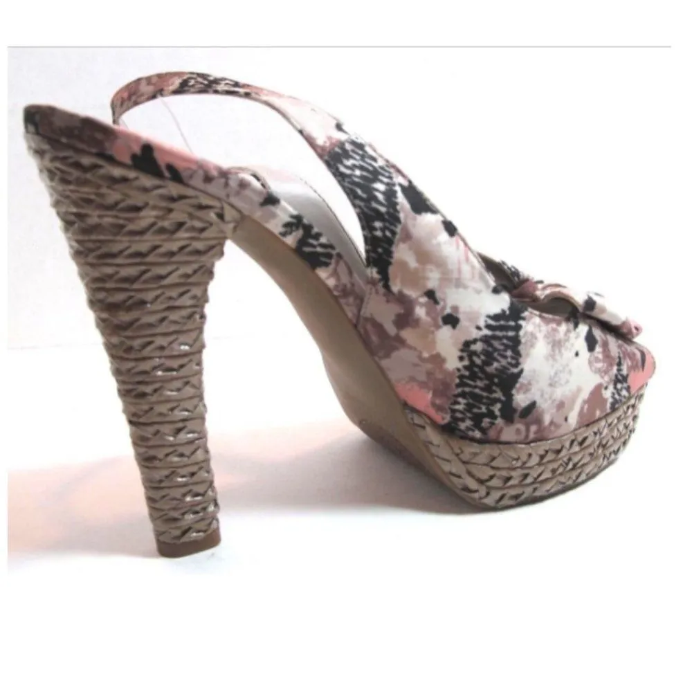 BCBG Betina Coconut/Taupe Floral Slingback Heel 10 - Image 4